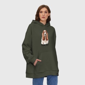 Худи SuperOversize хлопок с принтом Бассет-хаунд в городе Новоалтайск, 70% хлопок, 30% полиэстер, мягкий начес внутри | карман-кенгуру, эластичная резинка на манжетах и по нижней кромке, двухслойный капюшон
 | Тематика изображения на принте: dog | бассет | бассет хаунд | собака | собаки | хаунд