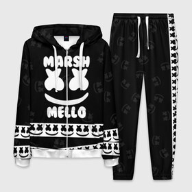 Мужской костюм 3D с принтом Marshmello 6 в городе Новоалтайск, 100% полиэстер | Манжеты и пояс оформлены тканевой резинкой, двухслойный капюшон со шнурком для регулировки, карманы спереди | dj | fortnite | marshmello | music | дж | зефир | маршмелоу | музыка | форнайт | фортнайт