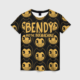 Женская футболка 3D с принтом Bendy And The Ink Machine (35) в городе Новоалтайск, 100% полиэфир ( синтетическое хлопкоподобное полотно) | прямой крой, круглый вырез горловины, длина до линии бедер | bendy | bendy and the ink machine | devil | game | horror | ink | mask | бенди | бенди и чернильная машина | краска | чернила