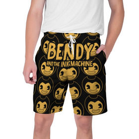 Мужские шорты 3D с принтом Bendy And The Ink Machine (35) в городе Новоалтайск,  полиэстер 100% | прямой крой, два кармана без застежек по бокам. Мягкая трикотажная резинка на поясе, внутри которой широкие завязки. Длина чуть выше колен | Тематика изображения на принте: bendy | bendy and the ink machine | devil | game | horror | ink | mask | бенди | бенди и чернильная машина | краска | чернила
