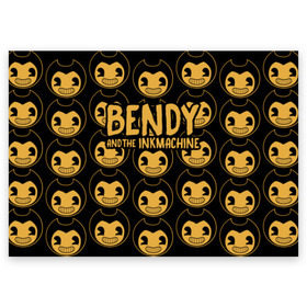 Поздравительная открытка с принтом Bendy And The Ink Machine (35) в городе Новоалтайск, 100% бумага | плотность бумаги 280 г/м2, матовая, на обратной стороне линовка и место для марки
 | bendy | bendy and the ink machine | devil | game | horror | ink | mask | бенди | бенди и чернильная машина | краска | чернила