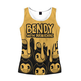 Женская майка 3D с принтом Bendy And The Ink Machine (36) в городе Новоалтайск, 100% полиэстер | круглая горловина, прямой силуэт, длина до линии бедра | bendy | bendy and the ink machine | devil | game | horror | ink | mask | бенди | бенди и чернильная машина | краска | чернила