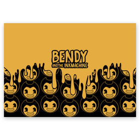 Поздравительная открытка с принтом Bendy And The Ink Machine (36) в городе Новоалтайск, 100% бумага | плотность бумаги 280 г/м2, матовая, на обратной стороне линовка и место для марки
 | bendy | bendy and the ink machine | devil | game | horror | ink | mask | бенди | бенди и чернильная машина | краска | чернила