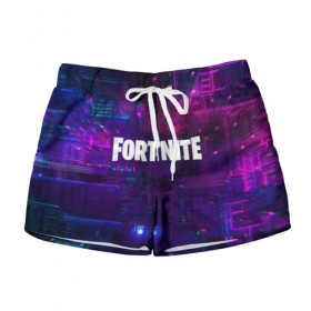 Женские шорты 3D с принтом FORTNITE SEASON 9 в городе Новоалтайск, 100% полиэстер | прямой крой, два кармана без застежек по бокам. Мягкая трикотажная резинка на поясе, внутри которой широкие завязки. Длина до середины бедра | 2019 | armor | armour | cybersport | esport | fortnite | game | logo | season 9 | броня | игра | киберспорт | сезон 9 | фиолетовый | фортнайт
