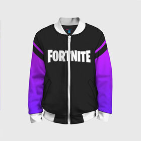 Детский бомбер 3D с принтом FORTNITE SEASON 9 в городе Новоалтайск, 100% полиэстер | застегивается на молнию, по бокам два кармана без застежек, мягкие манжеты, по низу бомбера и на воротнике — эластичная резинка | 2019 | armor | armour | cybersport | esport | fortnite | game | logo | season 9 | броня | игра | киберспорт | сезон 9 | фиолетовый | фортнайт