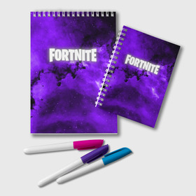 Блокнот с принтом FORTNITE SPACE в городе Новоалтайск, 100% бумага | 48 листов, плотность листов — 60 г/м2, плотность картонной обложки — 250 г/м2. Листы скреплены удобной пружинной спиралью. Цвет линий — светло-серый
 | 2019 | armor | colors | cybersport | esport | fortnite | galaxy | game | llama | logo | paints | space | абстракция | броня | вселенная | галактика | звезда | звезды | игра | киберспорт | космическ