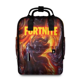 Женский рюкзак 3D с принтом FORTNITE LIQUID FIRE в городе Новоалтайск, 100% полиэстер | лямки с регулируемой длиной, сверху ручки, чтобы рюкзак нести как сумку. Основное отделение закрывается на молнию, как и внешний карман. Внутри два дополнительных кармана, один из которых закрывается на молнию. По бокам два дополнительных кармашка, куда поместится маленькая бутылочка
 | Тематика изображения на принте: 2019 | armor | armour | cybersport | esport | fortnite | game | llama | logo | броня | игра | киберспорт | лава. | лама | фиолетовый | фирменные цвета | фортнайт