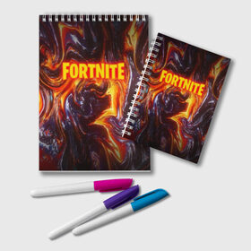 Блокнот с принтом FORTNITE LIQUID FIRE в городе Новоалтайск, 100% бумага | 48 листов, плотность листов — 60 г/м2, плотность картонной обложки — 250 г/м2. Листы скреплены удобной пружинной спиралью. Цвет линий — светло-серый
 | Тематика изображения на принте: 2019 | armor | armour | cybersport | esport | fortnite | game | llama | logo | броня | игра | киберспорт | лава. | лама | фиолетовый | фирменные цвета | фортнайт