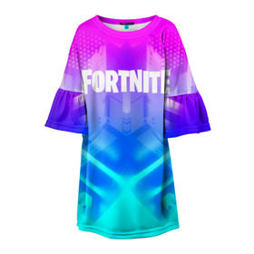 Детское платье 3D с принтом FORTNITE в городе Новоалтайск, 100% полиэстер | прямой силуэт, чуть расширенный к низу. Круглая горловина, на рукавах — воланы | 2019 | armor | armour | cybersport | esport | fortnite | game | logo | season 9 | броня | игра | киберспорт | сезон 9 | фиолетовый | фортнайт