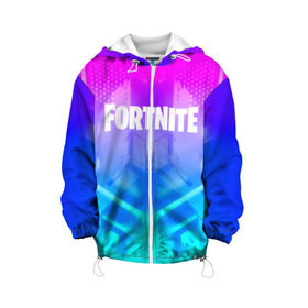 Детская куртка 3D с принтом FORTNITE в городе Новоалтайск, 100% полиэстер | застежка — молния, подол и капюшон оформлены резинкой с фиксаторами, по бокам — два кармана без застежек, один потайной карман на груди, плотность верхнего слоя — 90 г/м2; плотность флисового подклада — 260 г/м2 | 2019 | armor | armour | cybersport | esport | fortnite | game | logo | season 9 | броня | игра | киберспорт | сезон 9 | фиолетовый | фортнайт