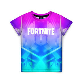 Детская футболка 3D с принтом FORTNITE в городе Новоалтайск, 100% гипоаллергенный полиэфир | прямой крой, круглый вырез горловины, длина до линии бедер, чуть спущенное плечо, ткань немного тянется | Тематика изображения на принте: 2019 | armor | armour | cybersport | esport | fortnite | game | logo | season 9 | броня | игра | киберспорт | сезон 9 | фиолетовый | фортнайт