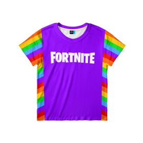Детская футболка 3D с принтом FORTNITE в городе Новоалтайск, 100% гипоаллергенный полиэфир | прямой крой, круглый вырез горловины, длина до линии бедер, чуть спущенное плечо, ткань немного тянется | Тематика изображения на принте: 2019 | armor | armour | cybersport | esport | fortnite | game | logo | season 9 | броня | игра | киберспорт | сезон 9 | фиолетовый | фортнайт
