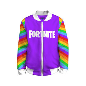 Детский бомбер 3D с принтом FORTNITE в городе Новоалтайск, 100% полиэстер | застегивается на молнию, по бокам два кармана без застежек, мягкие манжеты, по низу бомбера и на воротнике — эластичная резинка | 2019 | armor | armour | cybersport | esport | fortnite | game | logo | season 9 | броня | игра | киберспорт | сезон 9 | фиолетовый | фортнайт
