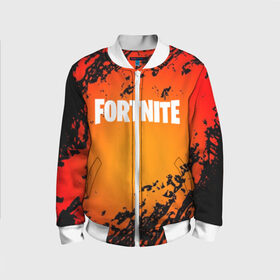 Детский бомбер 3D с принтом FORTNITE VOLCANO в городе Новоалтайск, 100% полиэстер | застегивается на молнию, по бокам два кармана без застежек, мягкие манжеты, по низу бомбера и на воротнике — эластичная резинка | 2019 | armor | armour | cybersport | esport | fortnite | game | llama | logo | volcano | броня | вулкан | игра | киберспорт | лава | лама | фиолетовый | фирменные цвета | фортнайт