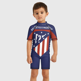 Детский купальный костюм 3D с принтом Atletico de Madrid в городе Новоалтайск, Полиэстер 85%, Спандекс 15% | застежка на молнии на спине | atletico | atletico madrid | атлетико | атлетико мадрид | мадрид | фк атлетико | футбол