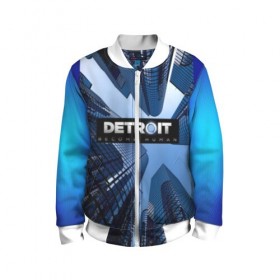Детский бомбер 3D с принтом Detroit: Вecome Human в городе Новоалтайск, 100% полиэстер | застегивается на молнию, по бокам два кармана без застежек, мягкие манжеты, по низу бомбера и на воротнике — эластичная резинка | 3d | cтать человеком | detroit city | detroit: вecome human | игра | интерактивная | квест | кинематограф | приключения | франция