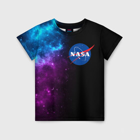 Детская футболка 3D с принтом NASA (SPACE) 4.2 в городе Новоалтайск, 100% гипоаллергенный полиэфир | прямой крой, круглый вырез горловины, длина до линии бедер, чуть спущенное плечо, ткань немного тянется | nasa | paint | space | звезды | космос | краска | наса | черная дыра