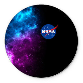 Коврик для мышки круглый с принтом NASA (SPACE) 4.2 в городе Новоалтайск, резина и полиэстер | круглая форма, изображение наносится на всю лицевую часть | nasa | paint | space | звезды | космос | краска | наса | черная дыра