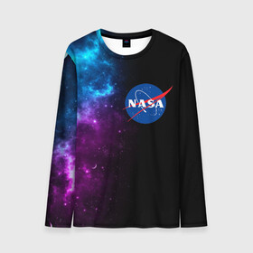 Мужской лонгслив 3D с принтом NASA (SPACE) 4.2 в городе Новоалтайск, 100% полиэстер | длинные рукава, круглый вырез горловины, полуприлегающий силуэт | nasa | paint | space | звезды | космос | краска | наса | черная дыра