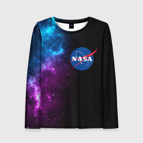Женский лонгслив 3D с принтом NASA (SPACE) 4.2 в городе Новоалтайск, 100% полиэстер | длинные рукава, круглый вырез горловины, полуприлегающий силуэт | nasa | paint | space | звезды | космос | краска | наса | черная дыра