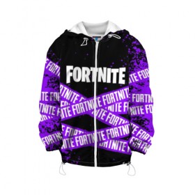 Детская куртка 3D с принтом FORTNITE в городе Новоалтайск, 100% полиэстер | застежка — молния, подол и капюшон оформлены резинкой с фиксаторами, по бокам — два кармана без застежек, один потайной карман на груди, плотность верхнего слоя — 90 г/м2; плотность флисового подклада — 260 г/м2 | 2019 | armor | armour | cybersport | esport | fortnite | game | logo | season 9 | броня | игра | киберспорт | сезон 9 | фиолетовый | фортнайт