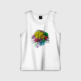 Детская майка хлопок с принтом Chiefs skull в городе Новоалтайск,  |  | color | feather | grin | jaw | leader | paint | skull | teeth | вождь | зубы | краска | оскал | перо | цвет | череп