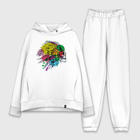 Женский костюм хлопок Oversize с принтом Chiefs skull в городе Новоалтайск,  |  | color | feather | grin | jaw | leader | paint | skull | teeth | вождь | зубы | краска | оскал | перо | цвет | череп