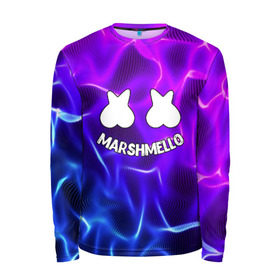 Мужской лонгслив 3D с принтом Marshmello THUNDER в городе Новоалтайск, 100% полиэстер | длинные рукава, круглый вырез горловины, полуприлегающий силуэт | christopher comstock | dj | marshmello | music | диджей | клубная музыка | клубняк | крис комсток | логотип | маршмеллоу | музыка