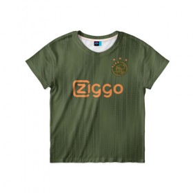 Детская футболка 3D с принтом Ajax away 19-20 в городе Новоалтайск, 100% гипоаллергенный полиэфир | прямой крой, круглый вырез горловины, длина до линии бедер, чуть спущенное плечо, ткань немного тянется | ajax | champions | holland | league | nederlands | аякс | голландия | лига чемпионов