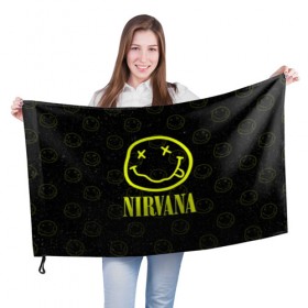 Флаг 3D с принтом Nirvana 1 в городе Новоалтайск, 100% полиэстер | плотность ткани — 95 г/м2, размер — 67 х 109 см. Принт наносится с одной стороны | cobain | kurt | kurt cobain | nirvana | rock | smile | гитара | кобейн | курт | курт кобейн | нирвана | рок