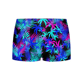 Мужские трусы 3D с принтом НЕОНОВЫЕ ТРОПИКИ / TROPICAL NEON в городе Новоалтайск, 50% хлопок, 50% полиэстер | классическая посадка, на поясе мягкая тканевая резинка | Тематика изображения на принте: hotline miami | neon | new retro wave | outrun | outrun electro | paints | palmen | rainbow | retro | retrowave | summer | synth | synthwave | tropical | брызги | брызги красок | звёзды | космос | краски | лето | неон | пальмы | радуга | 