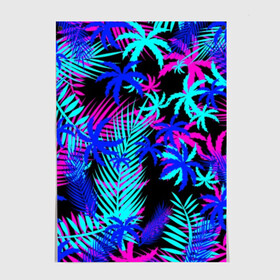 Постер с принтом НЕОНОВЫЕ ТРОПИКИ / TROPICAL NEON в городе Новоалтайск, 100% бумага
 | бумага, плотность 150 мг. Матовая, но за счет высокого коэффициента гладкости имеет небольшой блеск и дает на свету блики, но в отличии от глянцевой бумаги не покрыта лаком | hotline miami | neon | new retro wave | outrun | outrun electro | paints | palmen | rainbow | retro | retrowave | summer | synth | synthwave | tropical | брызги | брызги красок | звёзды | космос | краски | лето | неон | пальмы | радуга | 