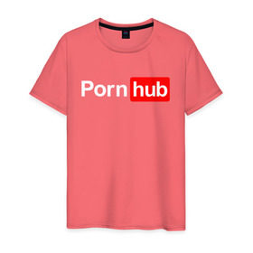 Мужская футболка хлопок с принтом PORN HUB в городе Новоалтайск, 100% хлопок | прямой крой, круглый вырез горловины, длина до линии бедер, слегка спущенное плечо. | Тематика изображения на принте: ahegao | anime | kawai | kowai | oppai | otaku | senpai | sugoi | waifu | yandere | аниме | ахегао | ковай | культура | отаку | сенпай | тренд | яндере