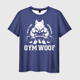 Мужская футболка 3D с принтом GYM WOOF в городе Новоалтайск, 100% полиэфир | прямой крой, круглый вырез горловины, длина до линии бедер | bodybuilding | diet | exercise | fitness | gym | heath | motivation | muscle | phil | training | workout | бодибилдинг | мотивация | спорт | трансформация | фитнес | эстетичный