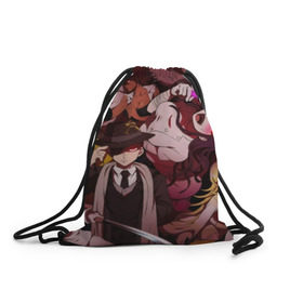 Рюкзак-мешок 3D с принтом Danganronpa (Персонажи). в городе Новоалтайск, 100% полиэстер | плотность ткани — 200 г/м2, размер — 35 х 45 см; лямки — толстые шнурки, застежка на шнуровке, без карманов и подкладки | anime | bear | black  white | danganronpa | danganronpa monokid | kurokuma | monokuma | monotaro | rabbit | school | shirokuma | аниме | главарь | монокума | персонажи | чёрно белый | школа