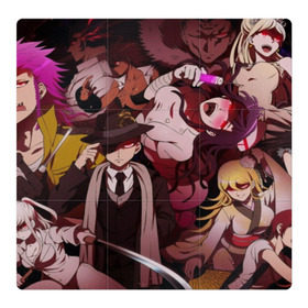Магнитный плакат 3Х3 с принтом Danganronpa (Персонажи). в городе Новоалтайск, Полимерный материал с магнитным слоем | 9 деталей размером 9*9 см | anime | bear | black  white | danganronpa | danganronpa monokid | kurokuma | monokuma | monotaro | rabbit | school | shirokuma | аниме | главарь | монокума | персонажи | чёрно белый | школа