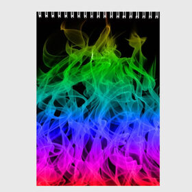Скетчбук с принтом RAINBOW FIRE в городе Новоалтайск, 100% бумага
 | 48 листов, плотность листов — 100 г/м2, плотность картонной обложки — 250 г/м2. Листы скреплены сверху удобной пружинной спиралью | battle | battle fire | battle thunder | fire | texture | thunder | битва | битва молний | гроза | молнии | огонь | текстура