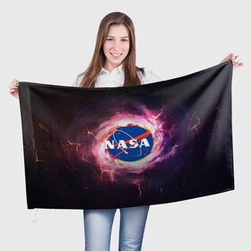 Флаг 3D с принтом Nasa. в городе Новоалтайск, 100% полиэстер | плотность ткани — 95 г/м2, размер — 67 х 109 см. Принт наносится с одной стороны | galaxy | nasa | outer space | space company | star | астрономия | галактика | звезды | космическая компания | космическое пространство | космос | наса
