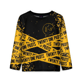 Детский лонгслив 3D с принтом TWENTY ONE PILOTS в городе Новоалтайск, 100% полиэстер | длинные рукава, круглый вырез горловины, полуприлегающий силуэт
 | 21 pilots | 21p | music | rock | top | trench | twenty one pilots | группа | музыка | рок