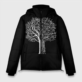 Мужская зимняя куртка 3D с принтом DIGITAL TREE КИБЕР ДЕРЕВО в городе Новоалтайск, верх — 100% полиэстер; подкладка — 100% полиэстер; утеплитель — 100% полиэстер | длина ниже бедра, свободный силуэт Оверсайз. Есть воротник-стойка, отстегивающийся капюшон и ветрозащитная планка. 

Боковые карманы с листочкой на кнопках и внутренний карман на молнии. | 2019 | cd project red | cyberpunk 2077 | future | hack | night city | samurai | sci fi | андроиды | безумие | будущее | киберпанк 2077 | логотип | роботы | самураи | фантастика | цифры