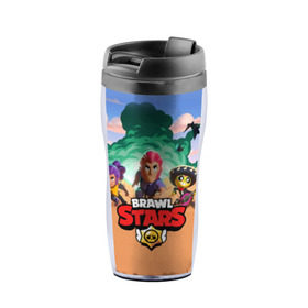 Термокружка-непроливайка с принтом BRAWL STARS в городе Новоалтайск, внутренняя часть — пищевой пластик, наружная часть — прозрачный пластик, между ними — полиграфическая вставка с рисунком | объем — 350 мл, герметичная крышка | android | brawl stars | games | mobile game | stars | игры | мобильные игры