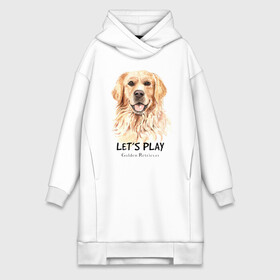 Платье-худи хлопок с принтом Золотистый ретривер в городе Новоалтайск,  |  | golden retriever | золотистый ретривер | ретривер | собака | собаки