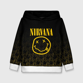 Детская толстовка 3D с принтом NIRVANA в городе Новоалтайск, 100% полиэстер | двухслойный капюшон со шнурком для регулировки, мягкие манжеты на рукавах и по низу толстовки, спереди карман-кенгуру с мягким внутренним слоем | Тематика изображения на принте: music | nirvana | rip smile | rock | smile | группа | курт кобейн | музыка | нирвана | рок | смайл