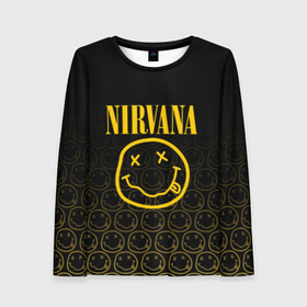 Женский лонгслив 3D с принтом NIRVANA в городе Новоалтайск, 100% полиэстер | длинные рукава, круглый вырез горловины, полуприлегающий силуэт | music | nirvana | rip smile | rock | smile | группа | курт кобейн | музыка | нирвана | рок | смайл