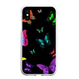 Чехол для iPhone XS Max матовый с принтом Ночные Бабочки в городе Новоалтайск, Силикон | Область печати: задняя сторона чехла, без боковых панелей | butterfly | бабочка | бабочки | биология | животные | краски | крылья | насекомые | ночь | разноцветные | черный | яркие