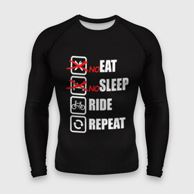 Мужской рашгард 3D с принтом Ride black в городе Новоалтайск,  |  | bicycle | bike | cycle | eat | eat sleep | eat sleep repeat | eat sleep ride | eat sleep ride repeat | ride | sleep | вело | велосипед | есть | катать | повторить | спать