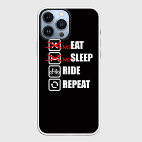 Чехол для iPhone 13 Pro Max с принтом Ride black в городе Новоалтайск,  |  | bicycle | bike | cycle | eat | eat sleep | eat sleep repeat | eat sleep ride | eat sleep ride repeat | ride | sleep | вело | велосипед | есть | катать | повторить | спать