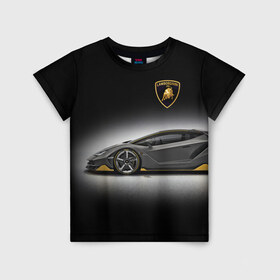 Детская футболка 3D с принтом Lambo в городе Новоалтайск, 100% гипоаллергенный полиэфир | прямой крой, круглый вырез горловины, длина до линии бедер, чуть спущенное плечо, ткань немного тянется | Тематика изображения на принте: car | lamborghini | motorsport | power | prestige | автомобиль | автоспорт | ламборгини | мощь | престиж