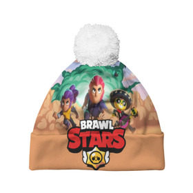 Шапка 3D c помпоном с принтом BRAWL STARS в городе Новоалтайск, 100% полиэстер | универсальный размер, печать по всей поверхности изделия | 8 bit | 8 бит | bibi | brawl stars | crow | el brown | leon | leon shark | max | mr.p | sally leon | shark | stars | virus | werewolf | акула | биби | вирус | ворон | леон | оборотень | пингвин