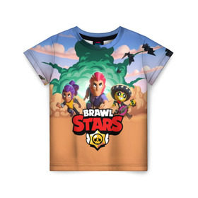 Детская футболка 3D с принтом BRAWL STARS в городе Новоалтайск, 100% гипоаллергенный полиэфир | прямой крой, круглый вырез горловины, длина до линии бедер, чуть спущенное плечо, ткань немного тянется | 8 bit | 8 бит | bibi | brawl stars | crow | el brown | leon | leon shark | max | mr.p | sally leon | shark | stars | virus | werewolf | акула | биби | вирус | ворон | леон | оборотень | пингвин